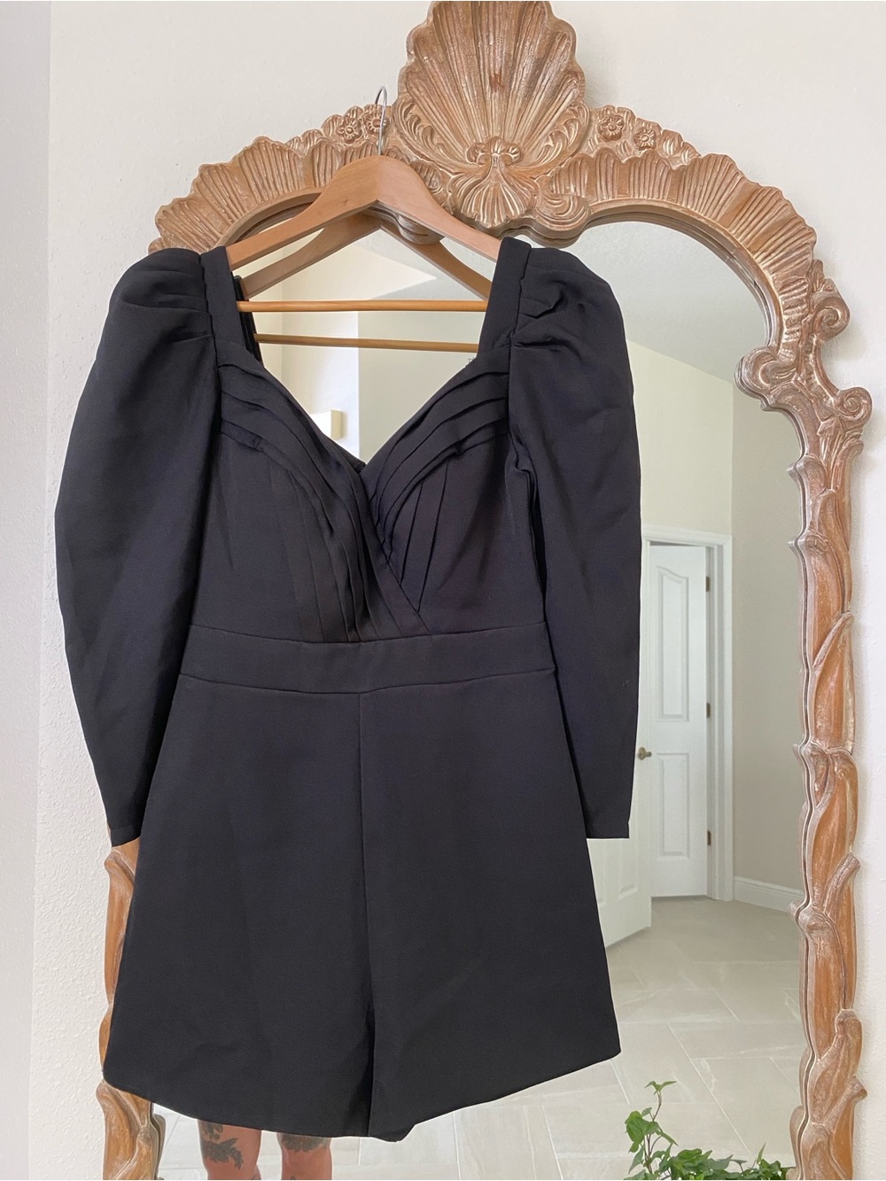 Vestique Pleated V-Neck Romper